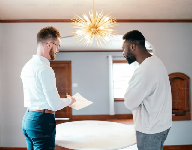 2 hommes qui font un état des lieux